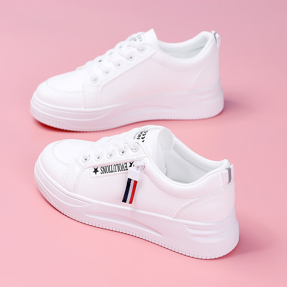 犸凯奴春季新品时尚潮流轻便百搭舒适通勤运动休闲鞋女款 白黑 35