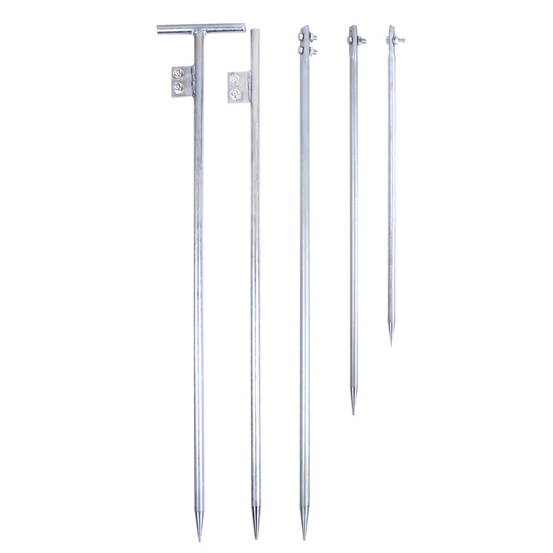 地线接地棒镀锌角铁丁字接地针户外建筑避雷针一字接地桩 一字单孔12*