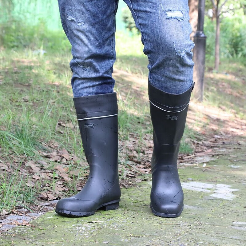 山头林村水鞋男加厚防蛇高档士高筒雨鞋户外探险垂钓咬胶鞋工地长筒