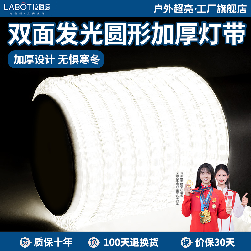 拉伯塔双面圆形灯带超亮led灯条户外防水工程外墙庭院照明2025年新款 120珠【白光】360°双面发光 圆形灯带专用插头
