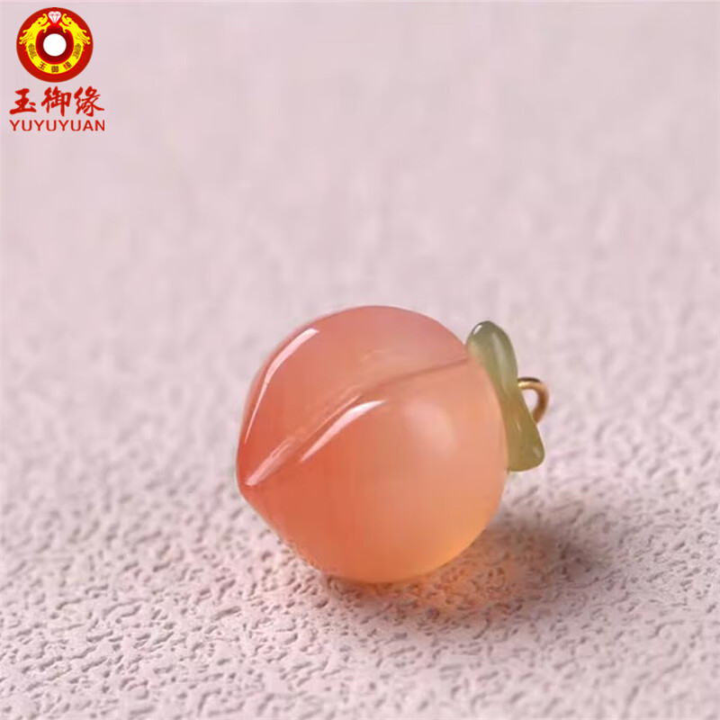 玉御缘原创【桃花运】玛瑙水蜜桃吊坠锁骨链挂坠项链送女友妈妈礼物证书