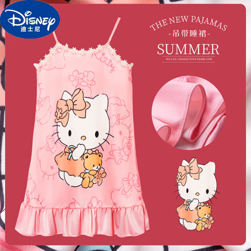 儿童睡衣夏季薄款无袖女公主卡通家居服女孩睡裙 zb吊带裙-013#kt猫 8