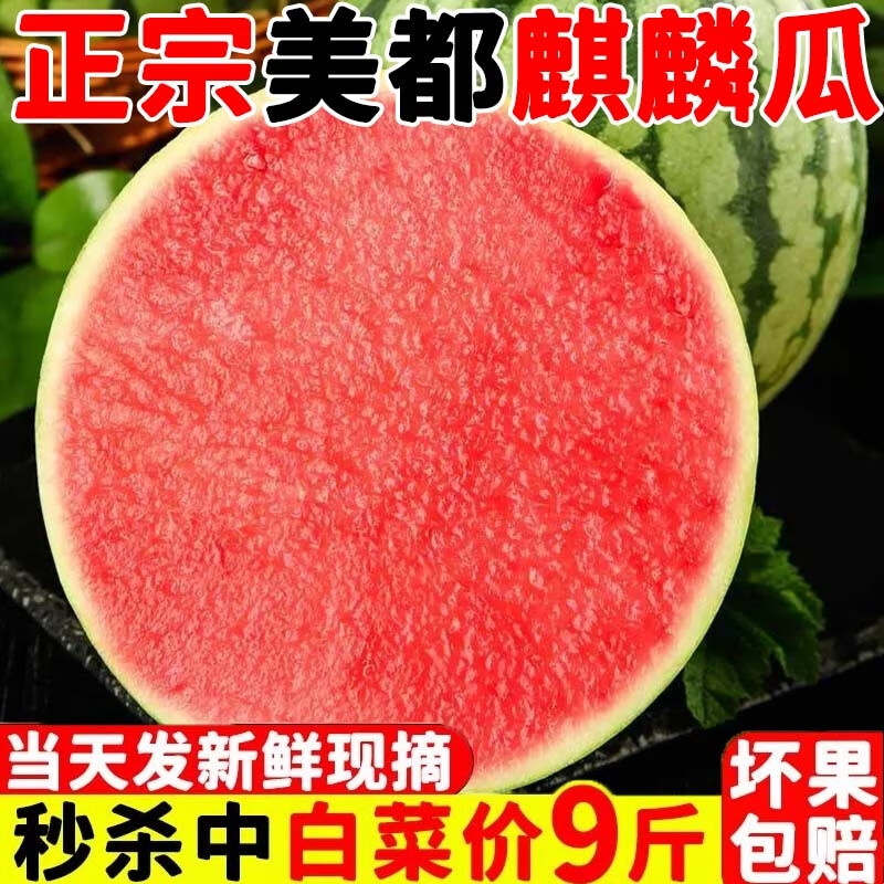 食艺鲜新鲜8428美都麒麟西瓜整箱5-9斤当季无籽脆甜包熟入口礼盒单品