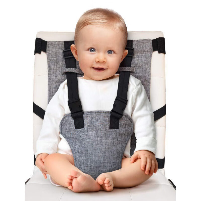 CLCEY宝宝餐椅安全带便携式儿童通用固定带外出椅子绑带婴儿吃饭座椅带 灰色
