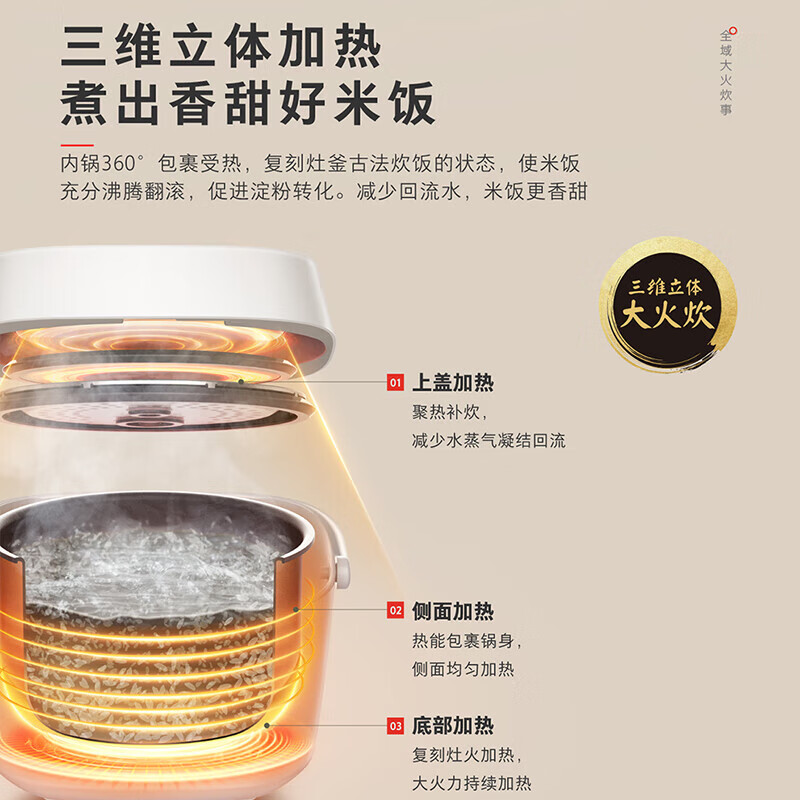 东芝（TOSHIBA）电饭煲3-4人家用 进口备长炭微压电饭煲 三维全域加热健康酵活 智能米量判定 24H抗菌保温 3L