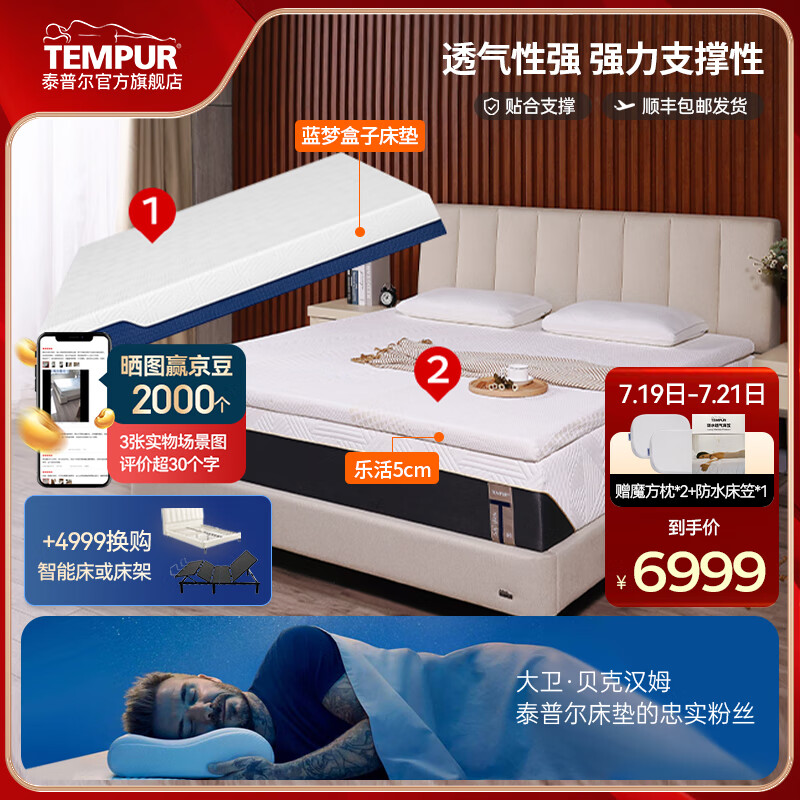 HOME BY TEMPUR̩ն޵ܴӲҴײκ κӴ+ֻ5CMʵ 180*200cm6999Ԫ