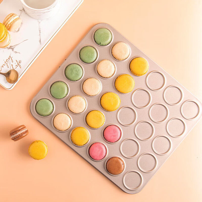 杰凱諾 戚風(fēng)蛋糕模具烘焙工具家用圓形活底陽極磨具 馬卡龍餅干模具-30連