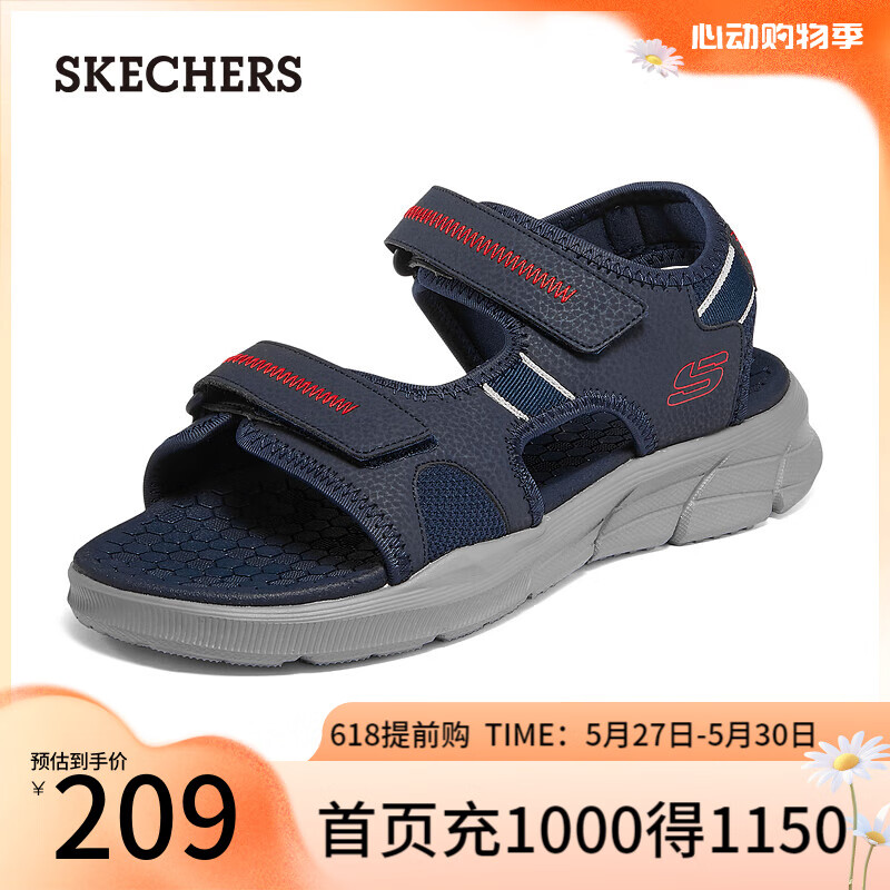 斯凯奇（Skechers）夏季新款男鞋户外沙滩鞋透气软底魔术