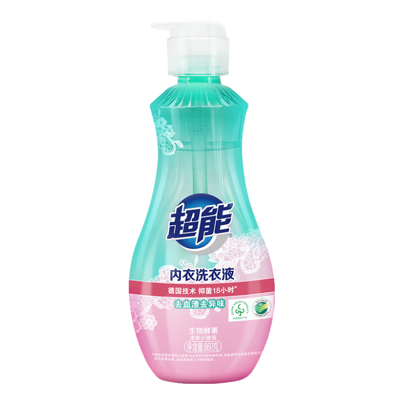 超能内衣洗衣液内衣裤专用清洗液大瓶洗衣液去血渍去味抑菌除菌旗舰 【送35g粉】860g*3瓶超能内衣专用洗衣液