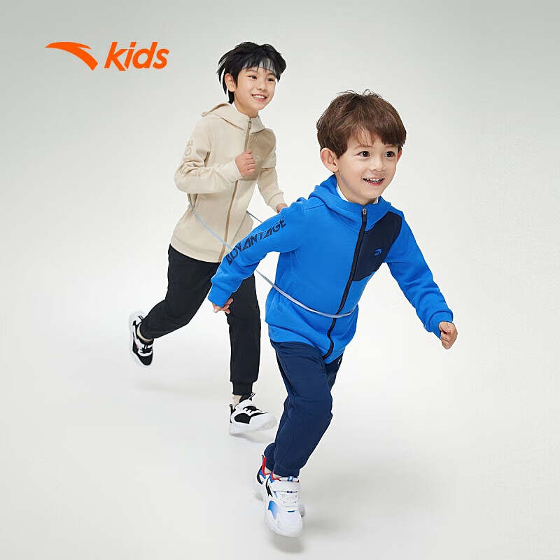 安踏儿童外套男大童春季针织连帽运动上衣a352417707