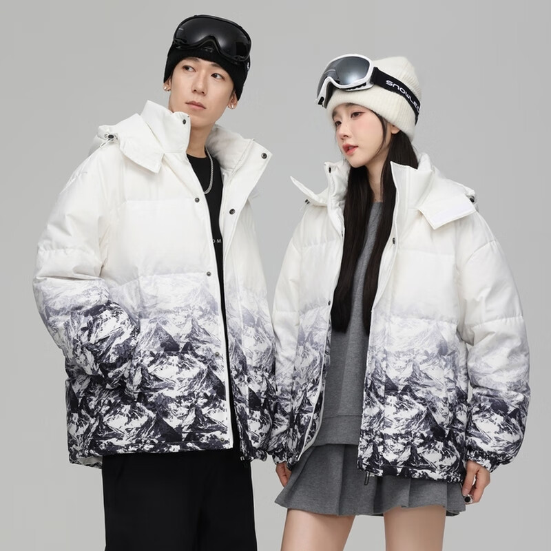 雪中飞新款情侣款时尚简约短款羽绒服保暖抗寒休闲舒适 白色|8162 2XL 185/100A