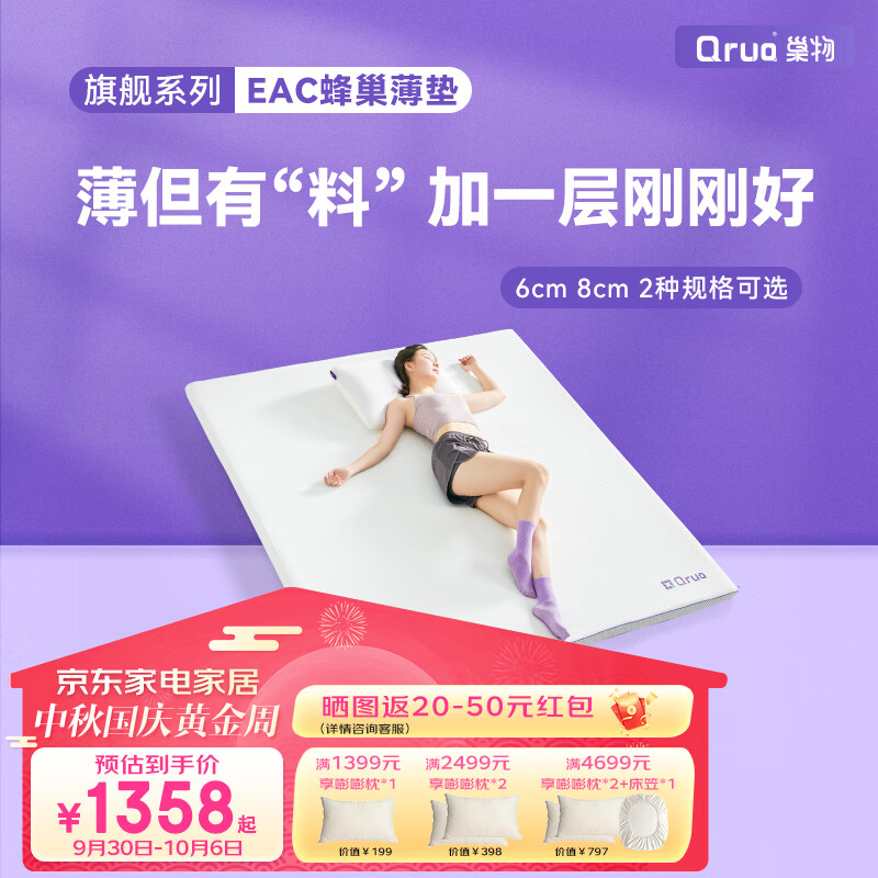 Qrua巢物薄垫EAC蜂巢薄款床垫子软垫家用榻榻米薄垫硬垫偏硬 EAC分区蜂巢薄垫(厚度8cm) 150cm*200cm高性价比高么？