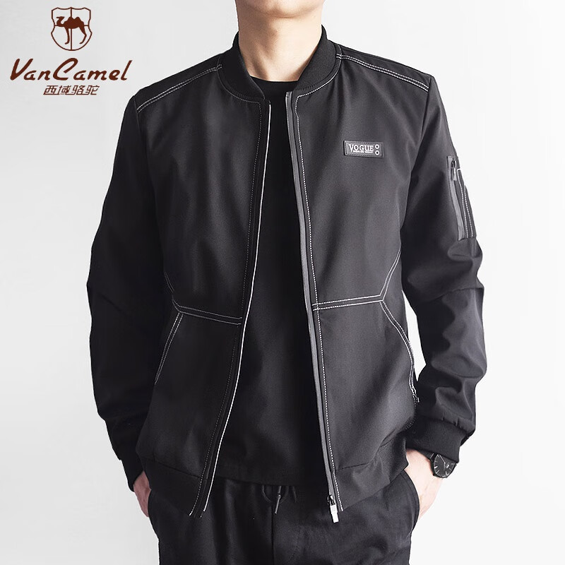 西域骆驼(vancamel)外套男春秋季潮流百搭帅气宽松大码棒球领男士夹克