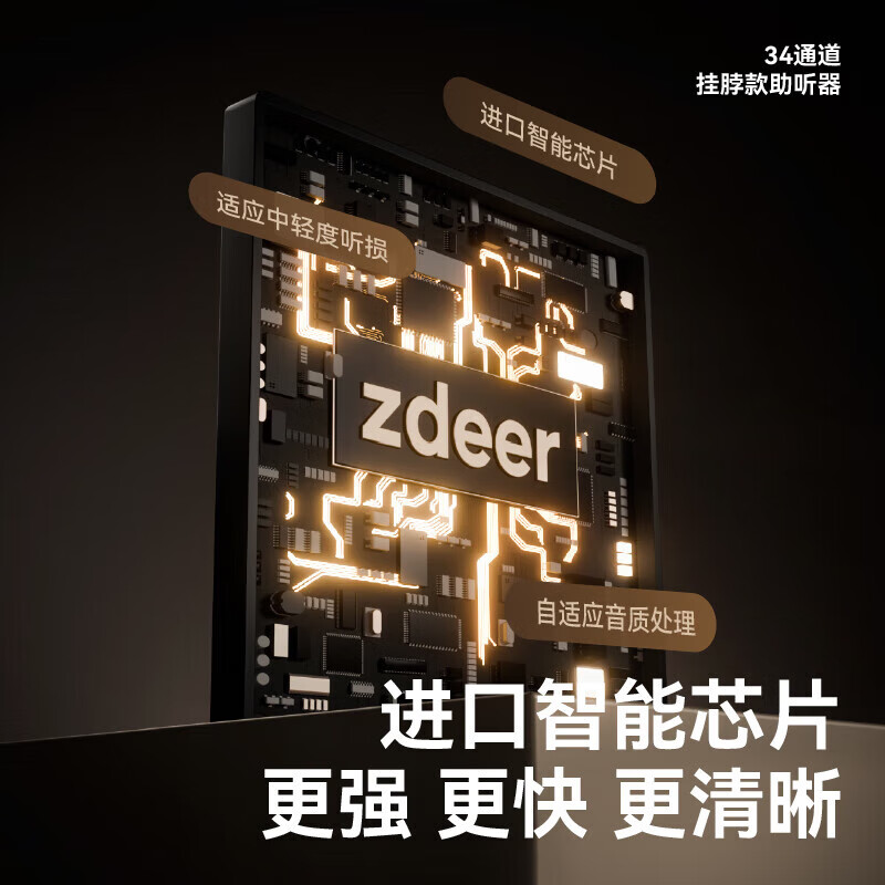 左点zdeer挂脖式助听器防丢老年人专用轻中重度耳聋耳背围脖34通道 挂脖防丢|50dB高增益|金属款