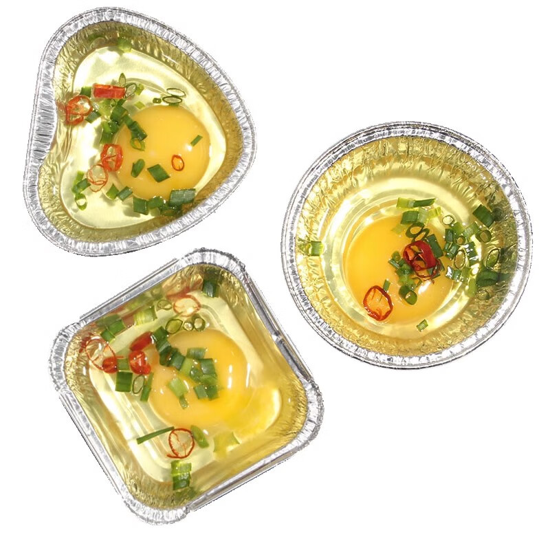 箔洱特烤鸡蛋锡纸盒专用铝箔烧烤箱心形家用空气炸锅锡纸碗小圆烘焙模具 81无盖圆形【100ml】 60只