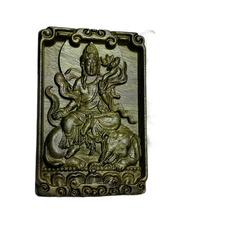 時(shí)乾 金絲楠木十二生肖牌八大守護(hù)神本命佛木牌吊墜 手把件木雕雕刻工藝品 普賢菩薩