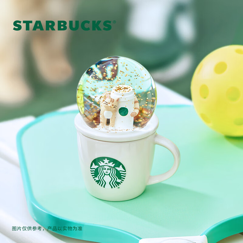 星巴克（Starbucks）活泼绿系列水晶球造型猫猫款马克杯89ml高颜值陶瓷男女节日礼物