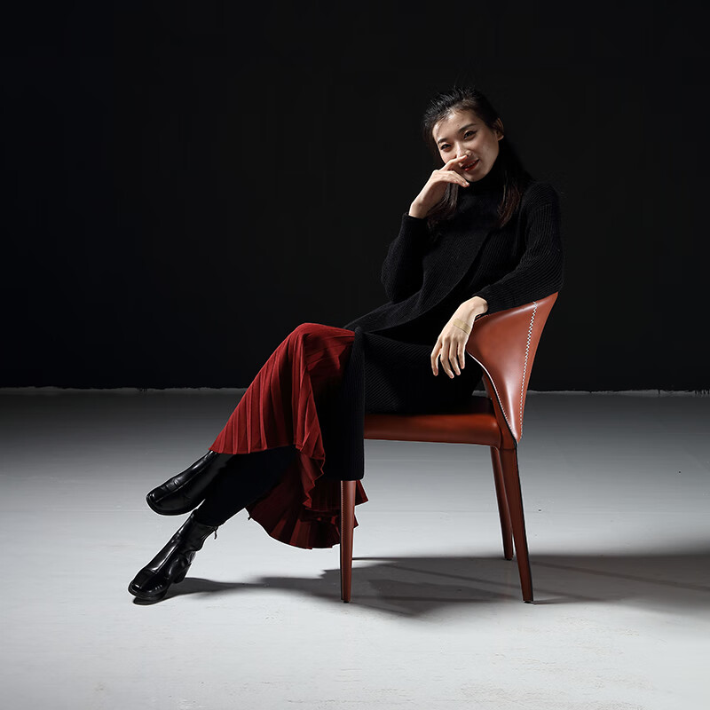 妙普乐马鞍皮餐椅 意式马鞍皮餐椅现代简约家用餐厅靠背凳子设计师