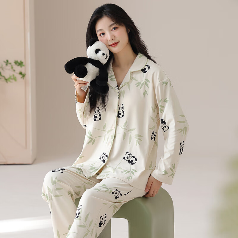 猫人（MiiOW）"德绒  翻领双长女240g"   女士家居服 睡衣两件套 37MM0701 M