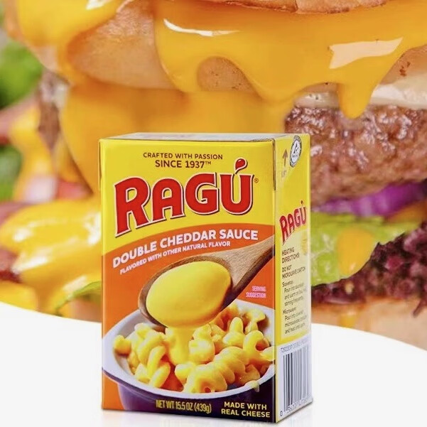 乐鲜双重美国进口ragu乐鲜双重切达芝士酱439g车达奶酪酱即食汉堡酱意