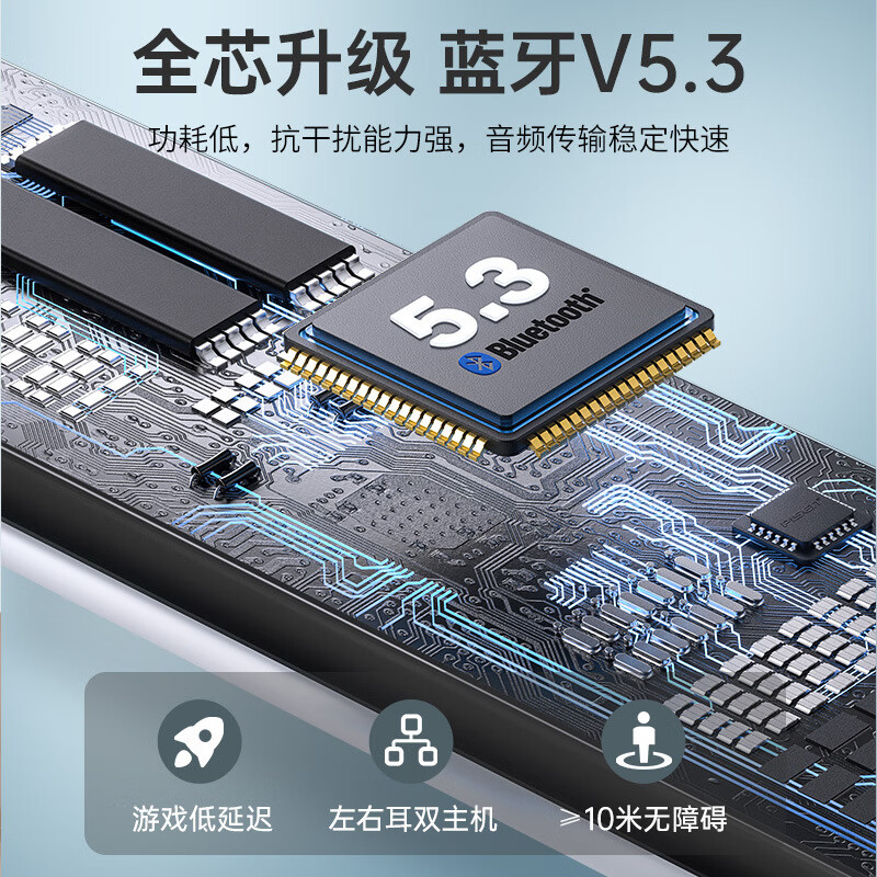 高音质无线蓝牙耳机5.3芯通话降噪运动听歌游戏无延迟通用iOS安卓 云岩白-游戏语音双模式-超长续航