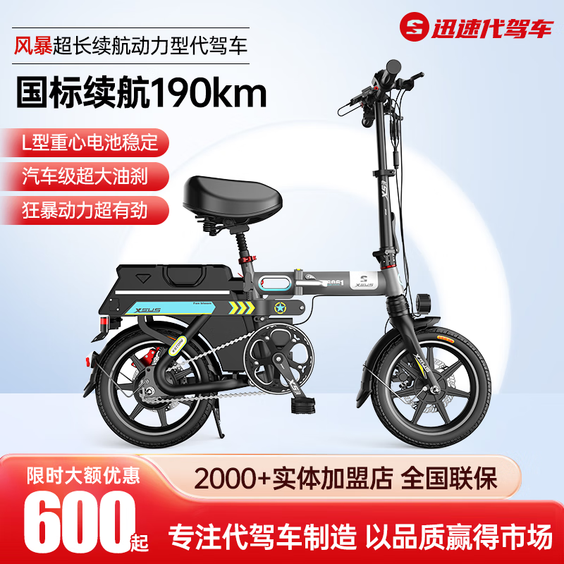 迅速迅速风暴超轻便携折叠电动车小型迷你滴滴专用代驾锂电池自行车王 X40040 恒驰旗舰版