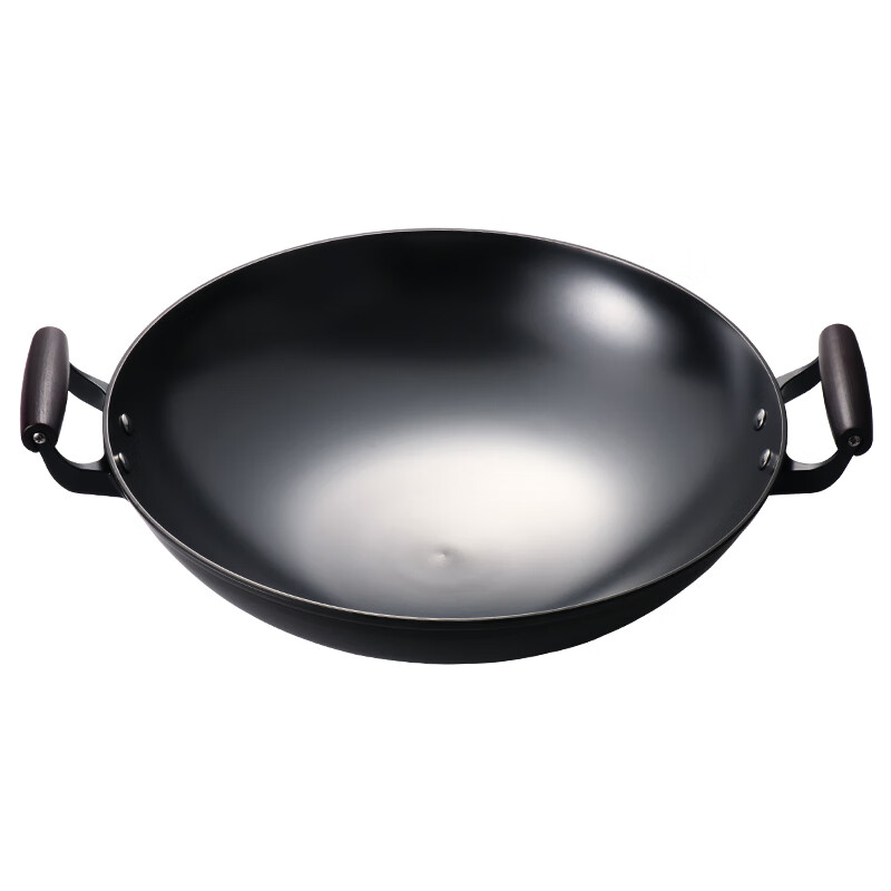 十九叔铁锅炒锅家用不粘锅生铁无涂层双耳老式圆底燃气铸 36cm 圆底