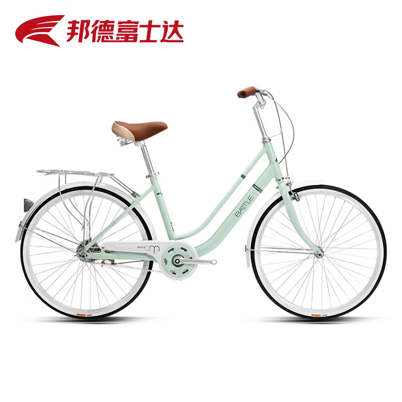 邦德富士達 自行車女式24/26寸學生成人城市通勤復(fù)古淑女單速/7級變速買菜車 26寸鋁架單速 青山灰