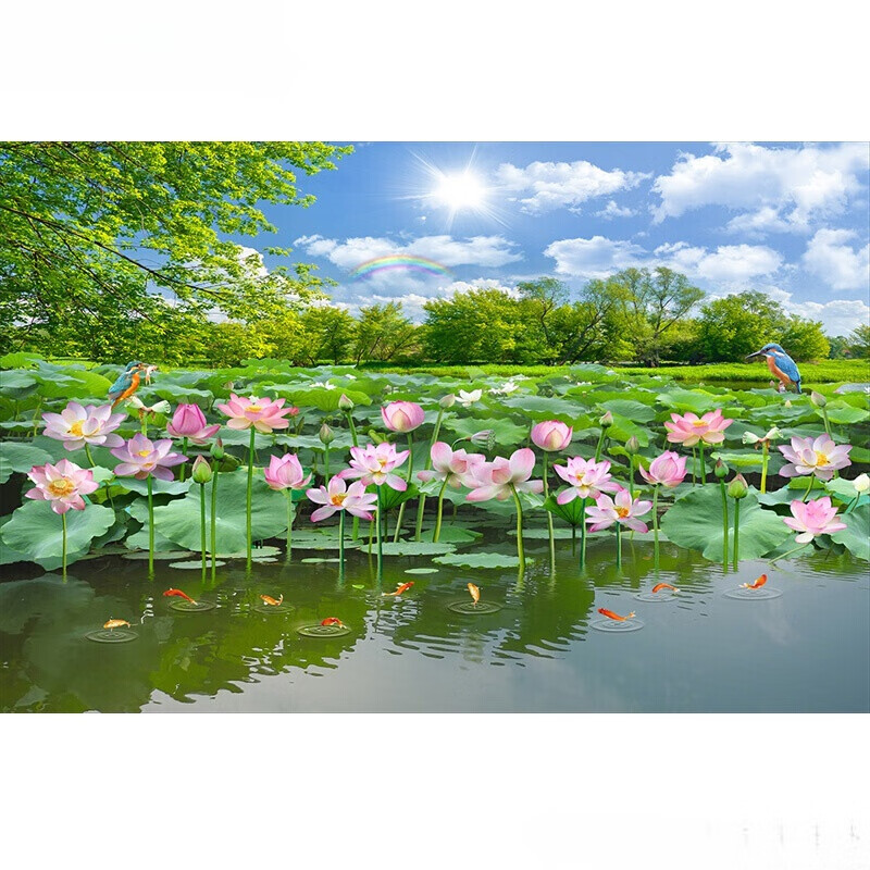 梵雅曼墙纸自粘 墙上桌面装饰贴画风景墙壁画贴纸自粘大自然墙贴整张 YJ-12-青青草原 宽200厘米 高150厘米