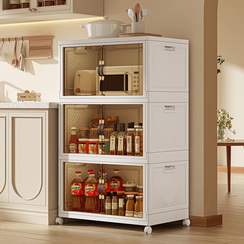 泉狮收纳储物箱折叠免安装衣柜家用置物箱多层零食柜收纳架置物柜 45cm面宽 5层【加粗加厚丨环保无异味】