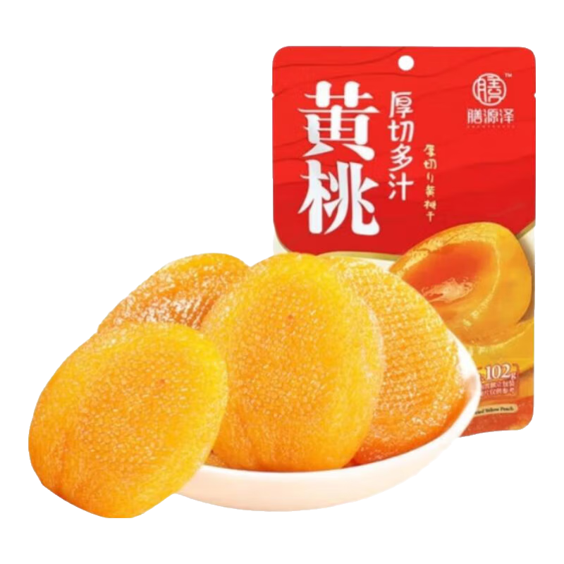 膳源澤厚切多汁白桃干黃桃干無核小包裝果干果脯原果制作即食開味小零食 厚切多汁白桃85g*4袋【京快】