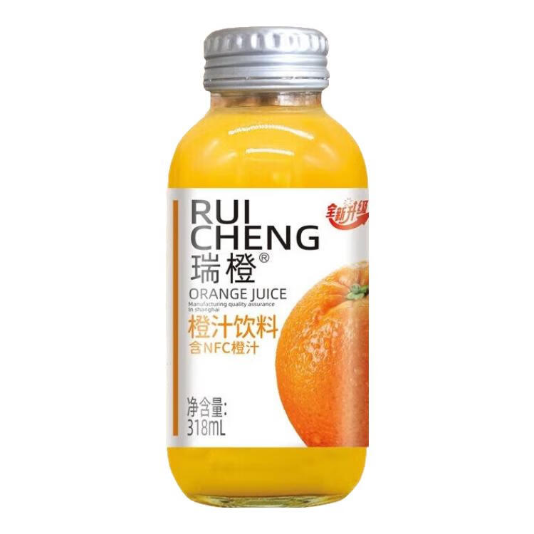 瑞橙瑞橙318ml 橙味果汁饮料 玻璃瓶 橙味6瓶