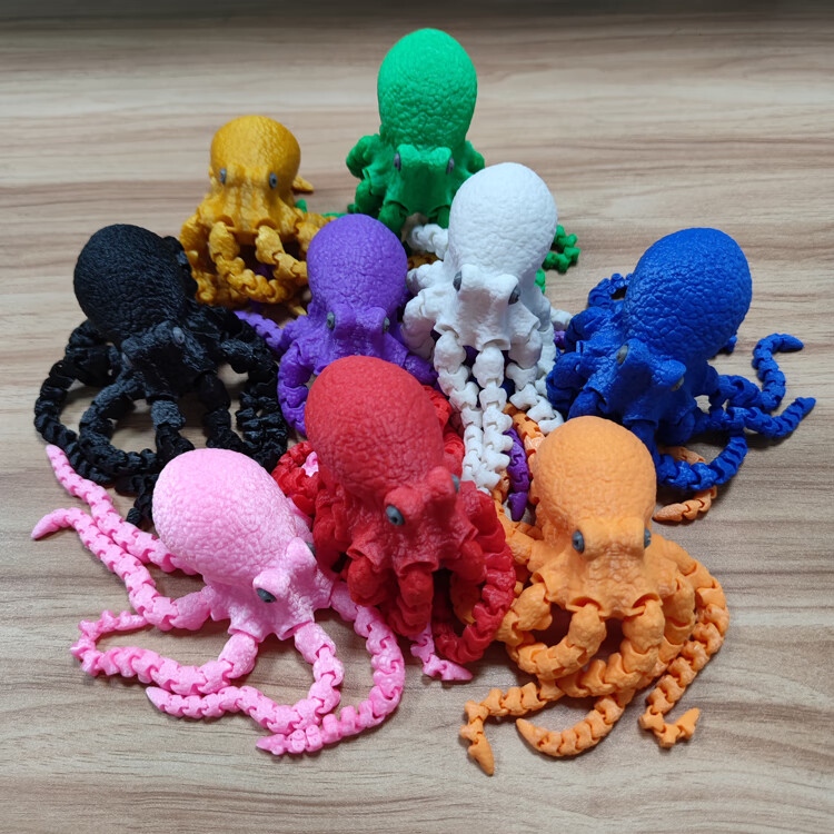 章鱼玩具摆件活关节潮玩办公居家车载饰品鱼缸造景 颜色随机不接受