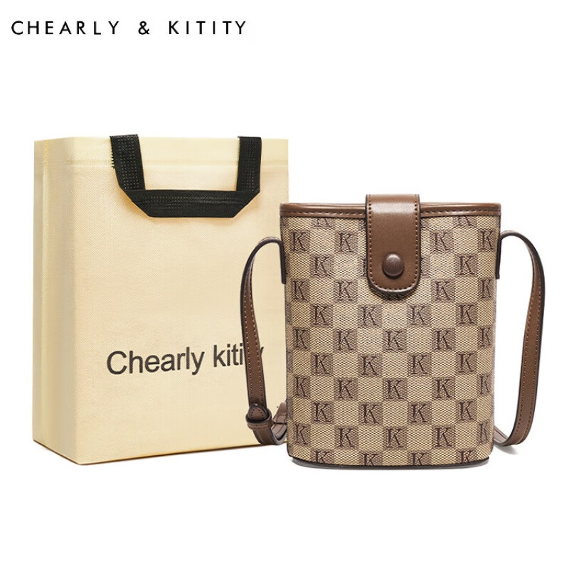 CHEARLY KITITY包包女包2025新款复古小方包简约斜挎包百搭单肩包情人节送女友 CK3000230-卡其咖
