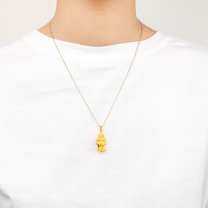 菜百首饰 黄金吊坠 足金生肖佛生肖兔-文殊菩萨不含链 定价 约2.70克