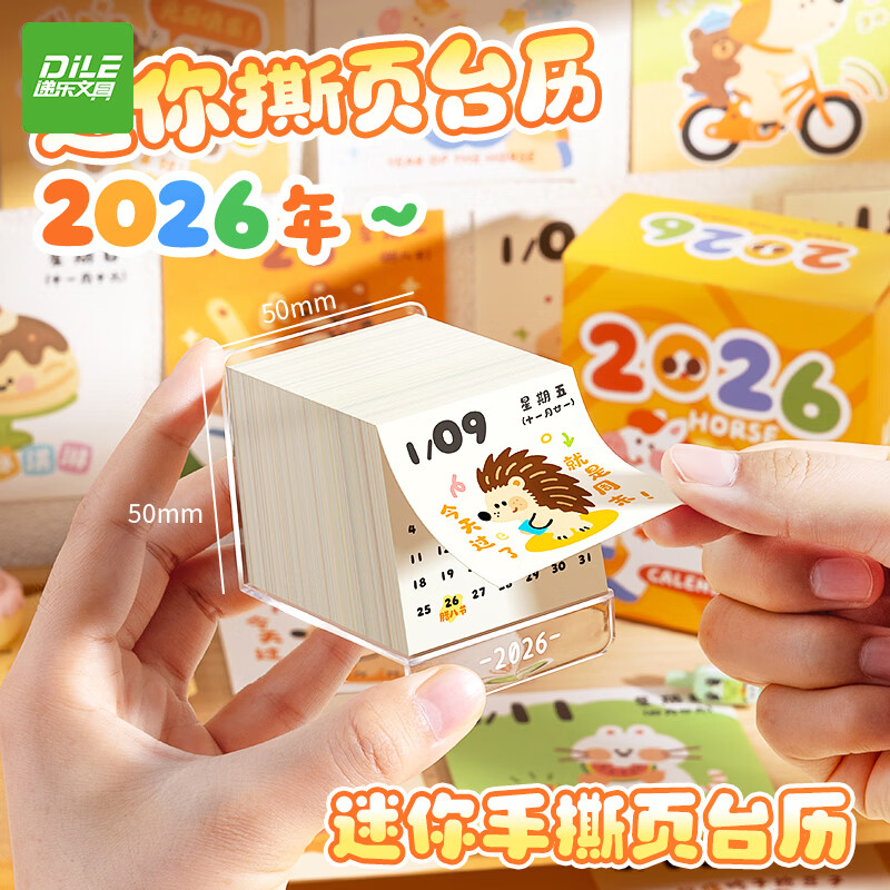 递乐2026年台历每日一撕一页小日历定制摆件打卡桌面迷你办公室手撕台式儿童解压翻页 KBX-2413B小号