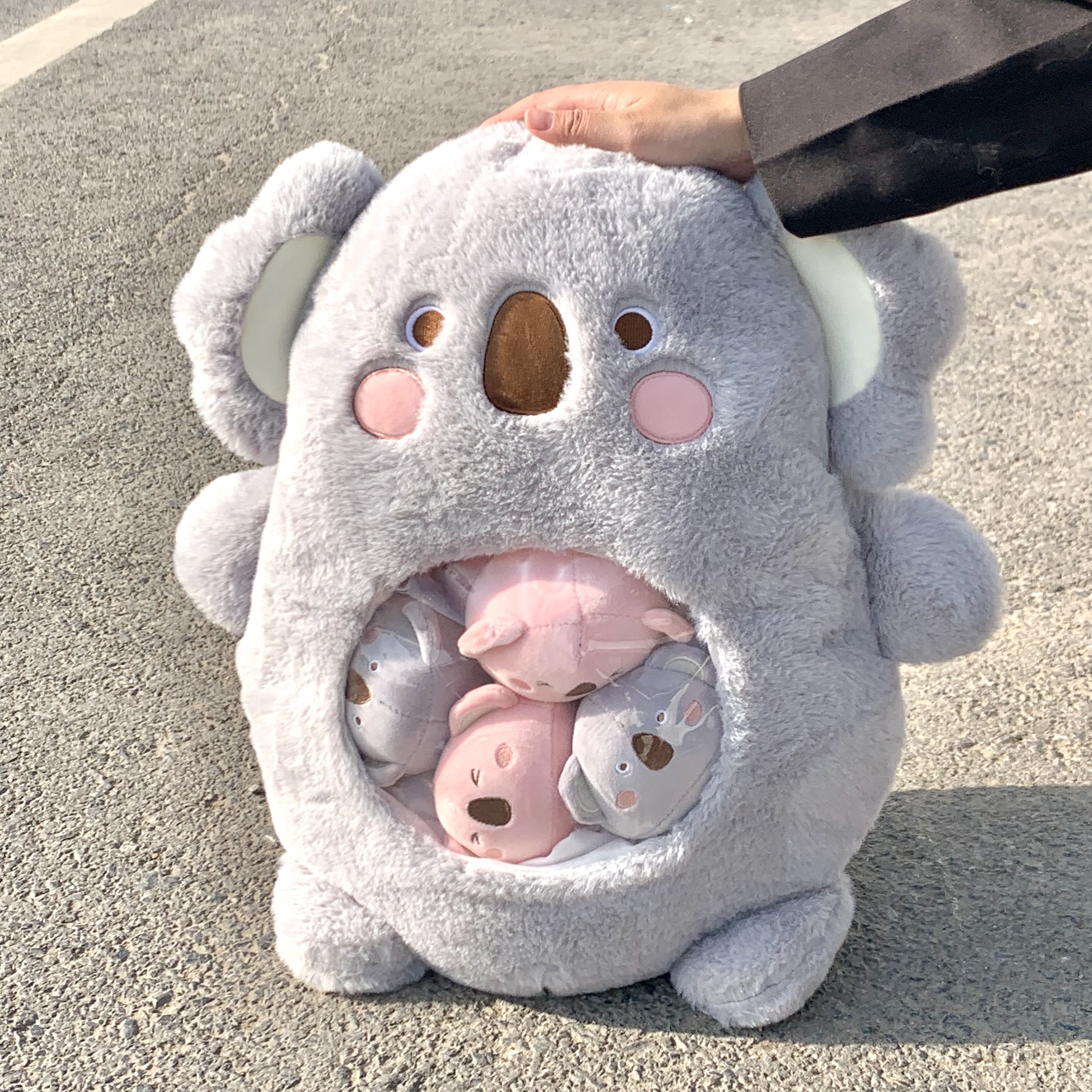 考拉玩偶毛绒公仔女生儿童公仔口袋抱枕小红书 白兔有钱兔挂件 送