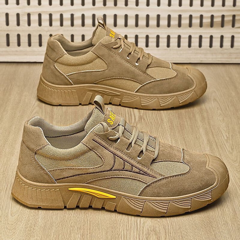 劳保鞋男士新款潮流网面休闲鞋轻便百搭运动鞋低帮透气工装鞋cm1 600【卡其色】 41