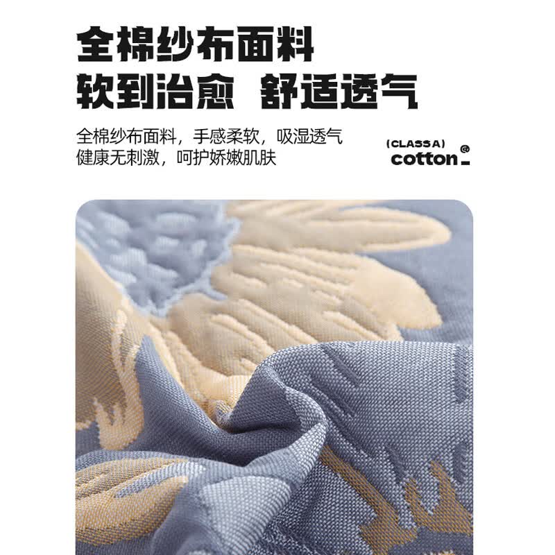 蜜乐暖三层纱布纯棉夹棉枕巾防油防汗全棉枕头巾夏季吸汗大枕巾枕头枕套 彩菊-灰 【加厚加大 三层纱布】 52cm*78cm 【高密编织亲肤柔软 单只装】