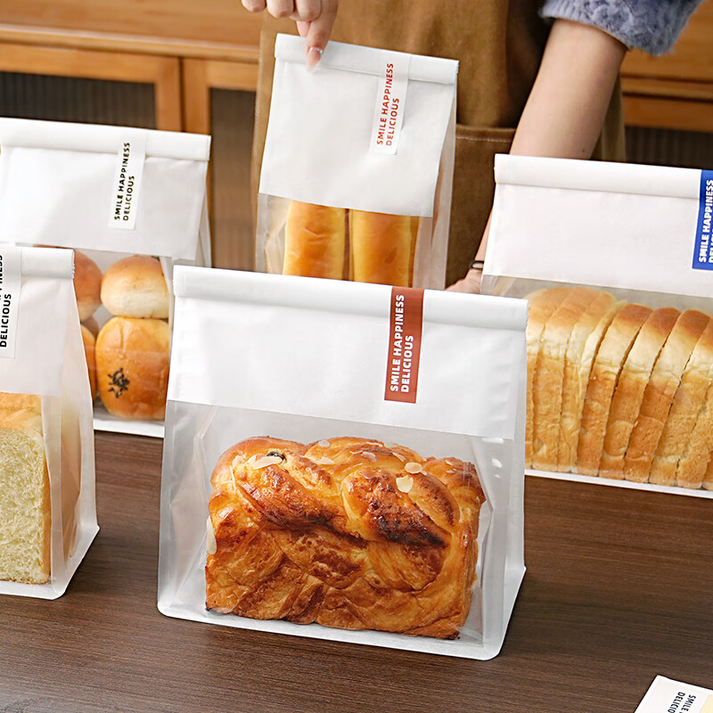 十色生活吐司袋 卷边面包袋烘焙甜品收纳袋露营饼干点心包装袋大号10个装