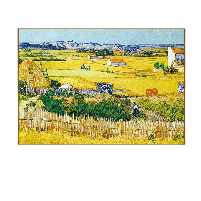 丰收客厅沙发背景墙玄关挂画 丰收 30*40金边框原彩高清油画布画面