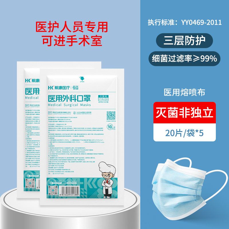 灭菌级医用外科口罩防病菌一次性正规正品抗病毒成人医疗医生专用