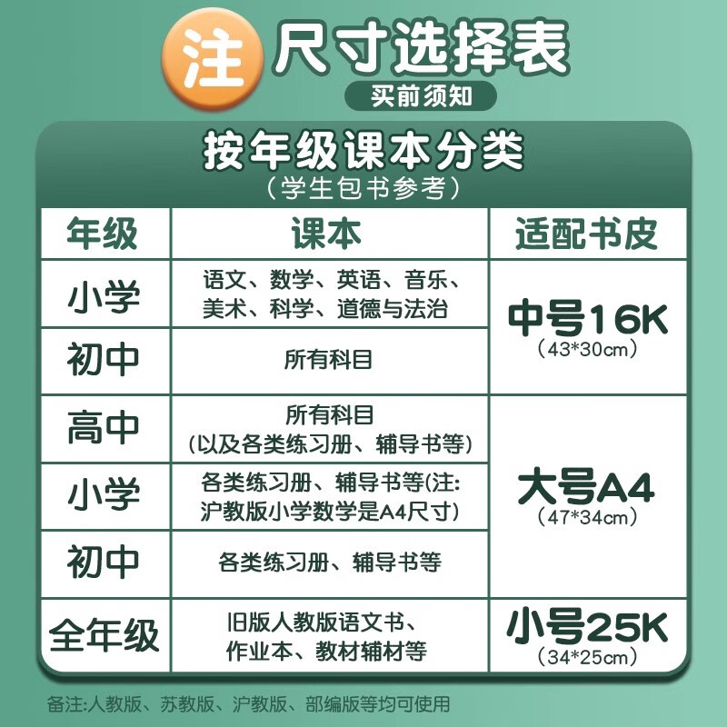 一树梨花 书皮自粘透明磨砂包书皮 小学生一年级包书膜二三年初中生a4书套16k课本保护套作业本书壳 【开学推荐】30张/大10中10小10/送姓名贴