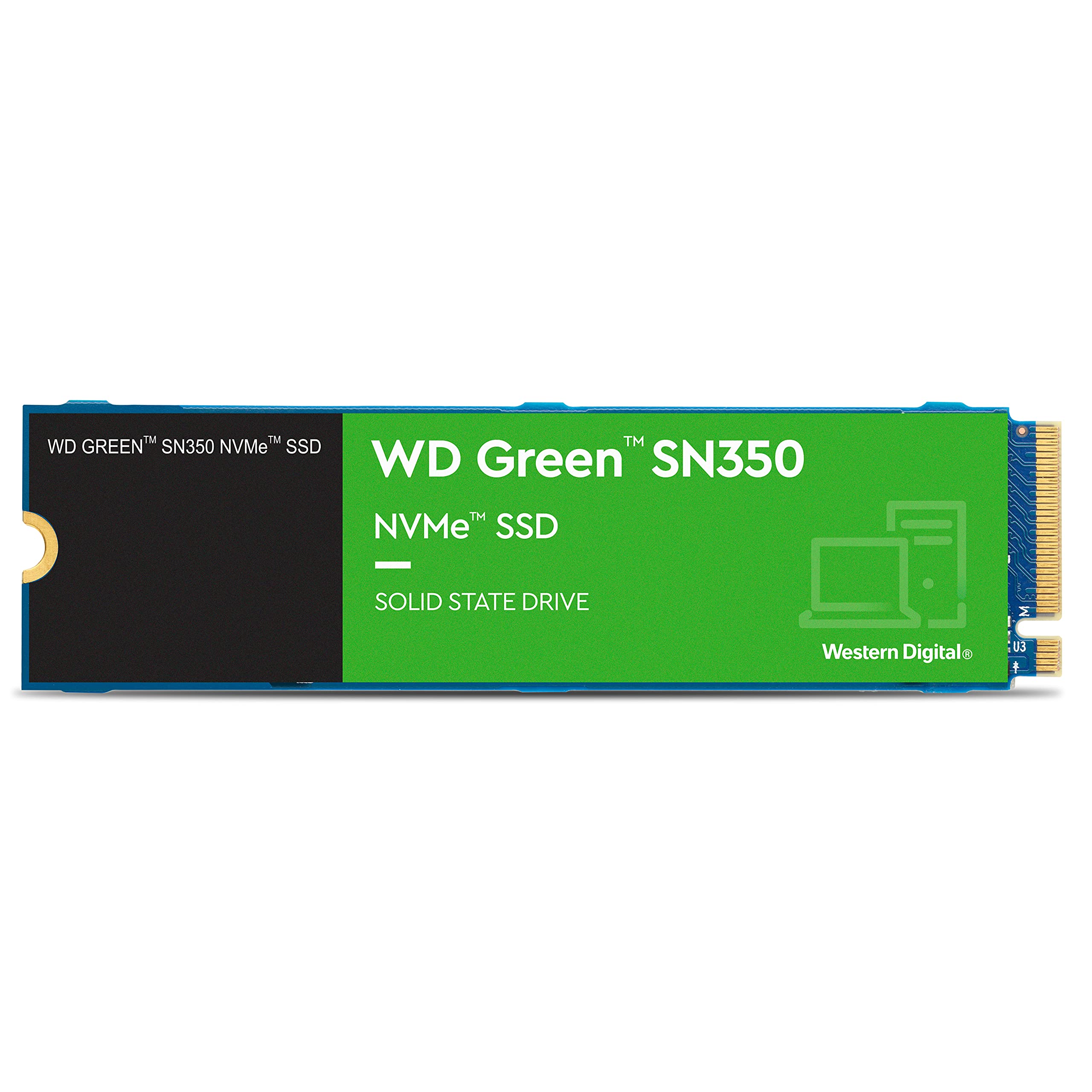 WESTERN DIGITAL 西部数据2TB绿盘SSD固态硬盘 M.2接口NVMe协议 SN350 PCIe3.0高速游戏硬盘