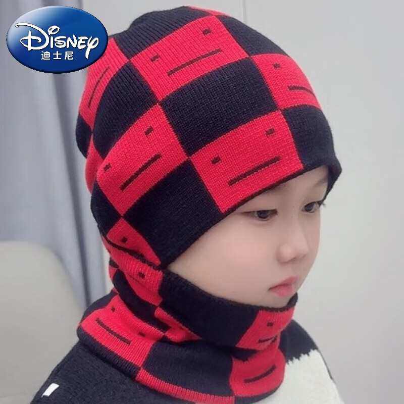迪士尼(Disney)2-12儿童护耳帽秋冬男童帽子围巾2件套男孩帅气套头帽超酷高品质 灰色【帽子+脖套】 适用3-12岁儿童弹性很好