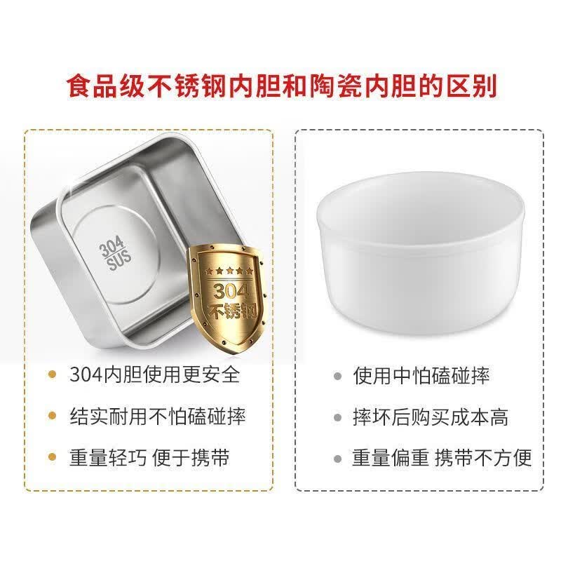 龙鹳电热饭盒 加热饭盒 蒸煮饭盒上班族多功能保温饭盒双层四胆4L大容量便携式蒸煮热学生保温饭盒 2L 智能单层+方形内胆*2+手提包*1
