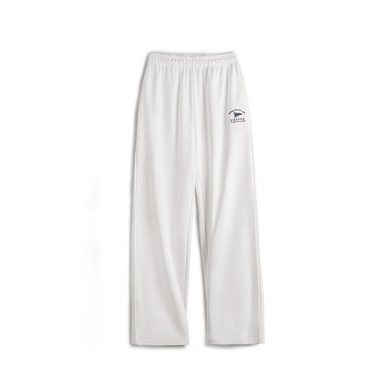 马登美式复古垂感休闲卫裤纯棉宽松显瘦运动裤百搭慵懒风阔腿裤女秋季 象牙白 M