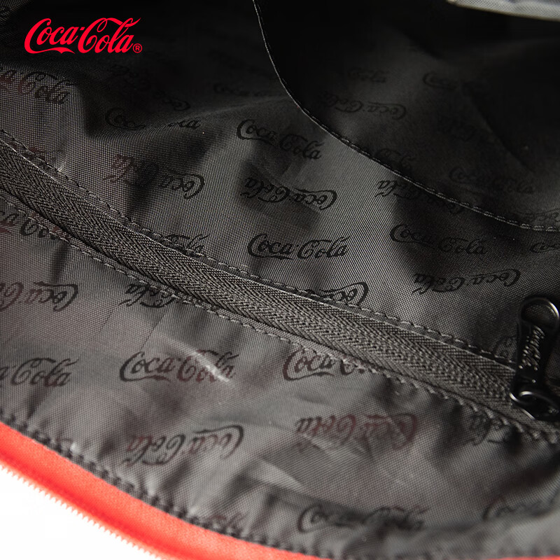 可口可乐（Coca-Cola）双肩包男士通勤大容量背包字母logo印花潮流旅行休闲时尚女电脑包 红色