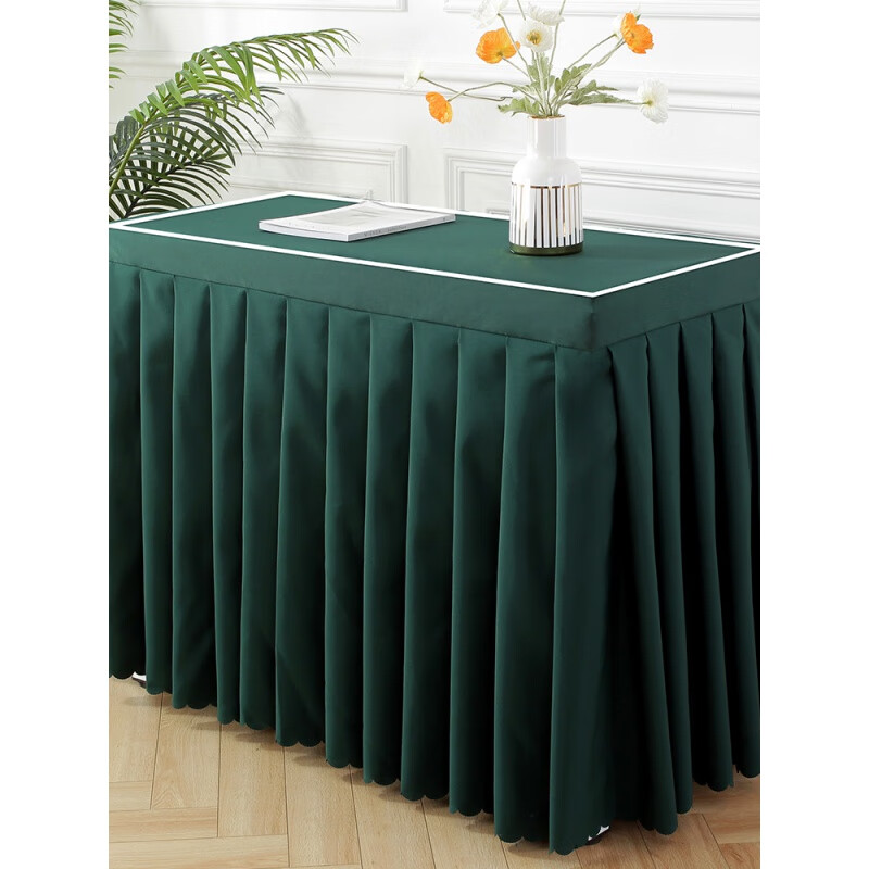 鸥标棉麻桌布中国风酒店活动布置展会长方形长桌商务蓝色大会议桌桌布