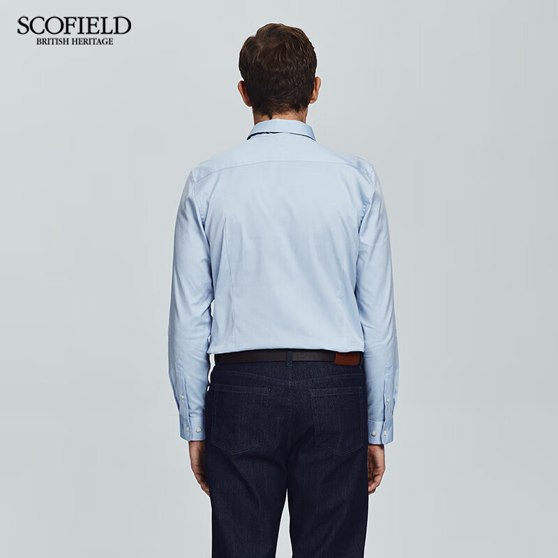 Scofield男装春季25年新款商务长袖全棉简约衬衫舒适时尚衬衣 蓝色 M 170